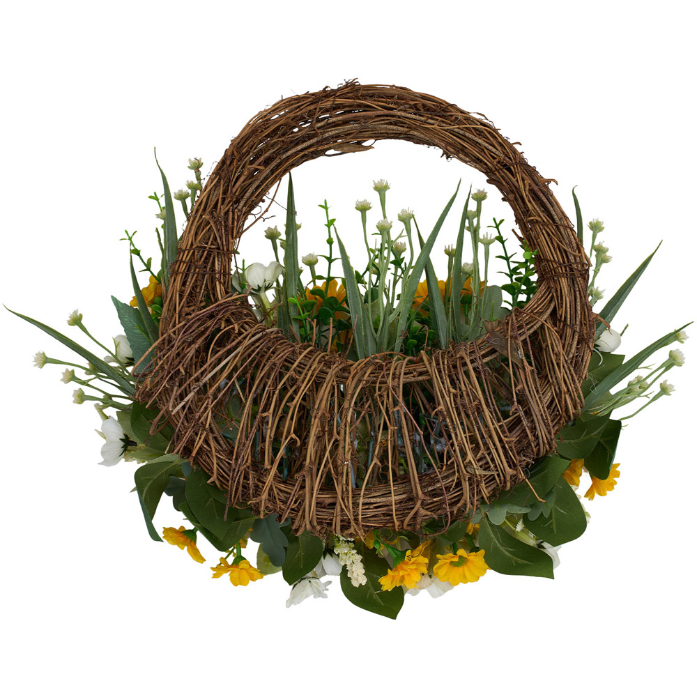 Living and Home Artificial Yellow Sunflower Door Wreath 45 x 36cm Image 4