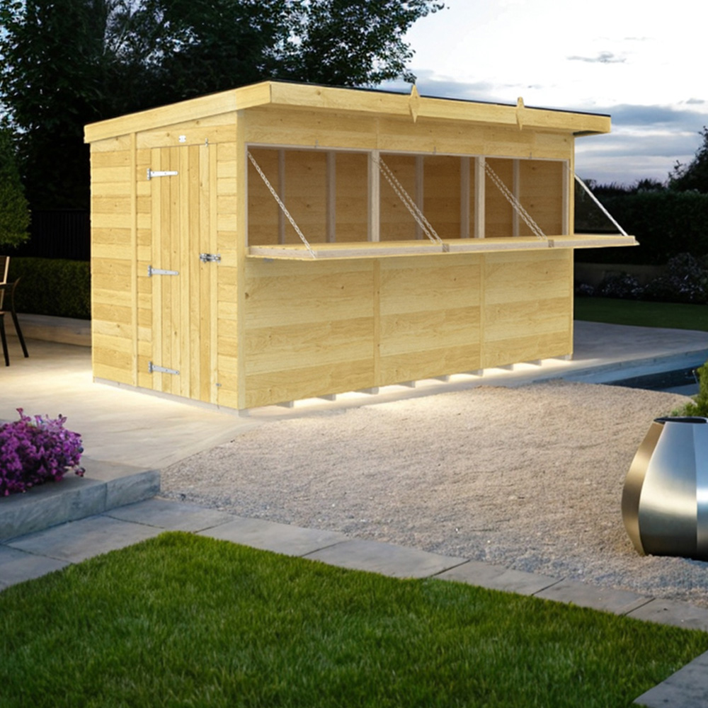 DIY Sheds 12 x 6ft Single Door Pressure Treated Tongue and Groove Timber Outdoor Bar Shed Image 4