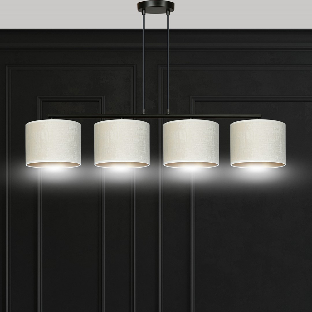 Emibig Hilde 4 Light White Shade Black E27 Ceiling Pendant Light Image 7