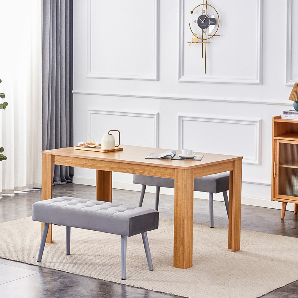 Kosy Koala 4 Seater Dining Set with Bench Oak Effect and Grey Velvet Image 4