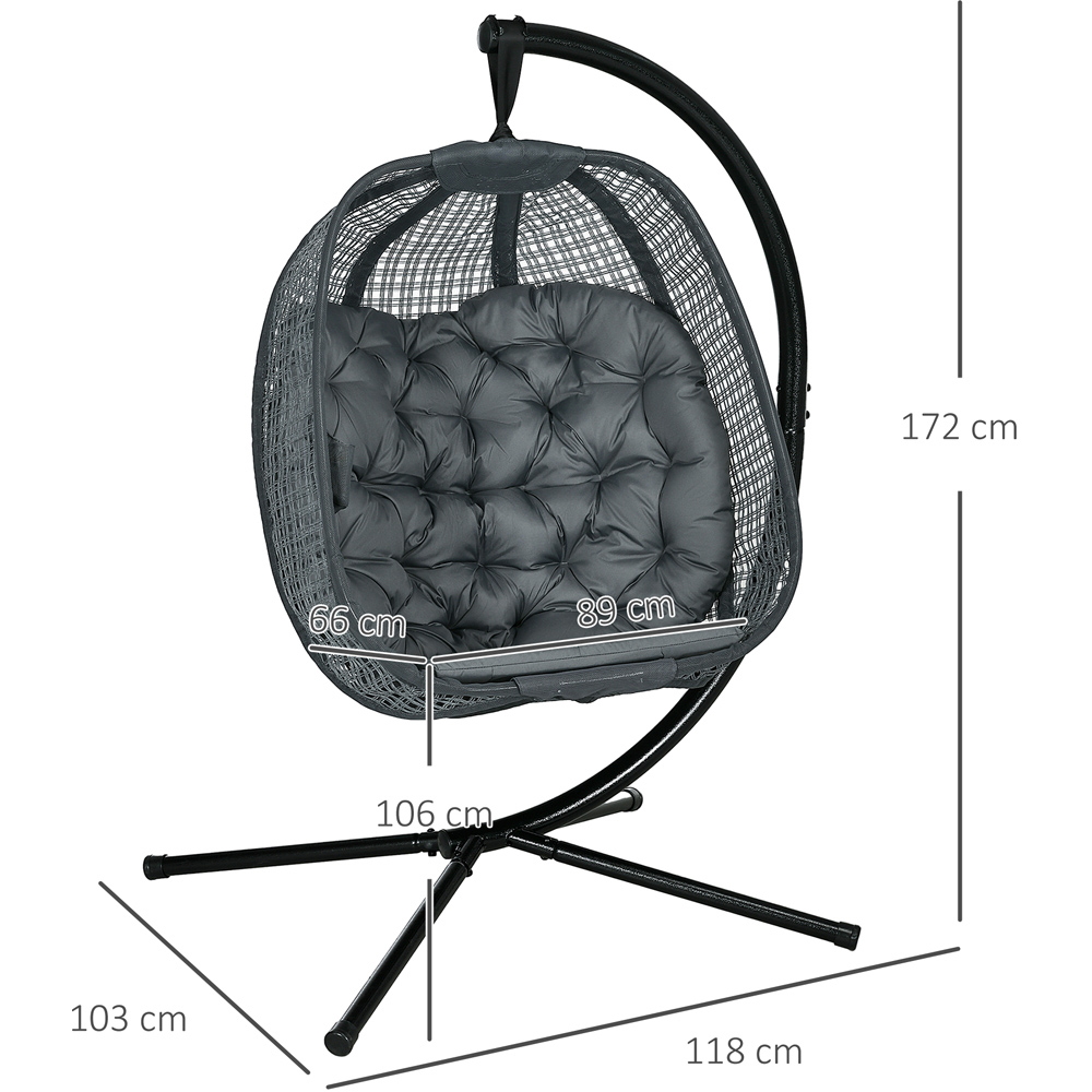 Outsunny Dark Grey Egg Chair with Cushions Image 7