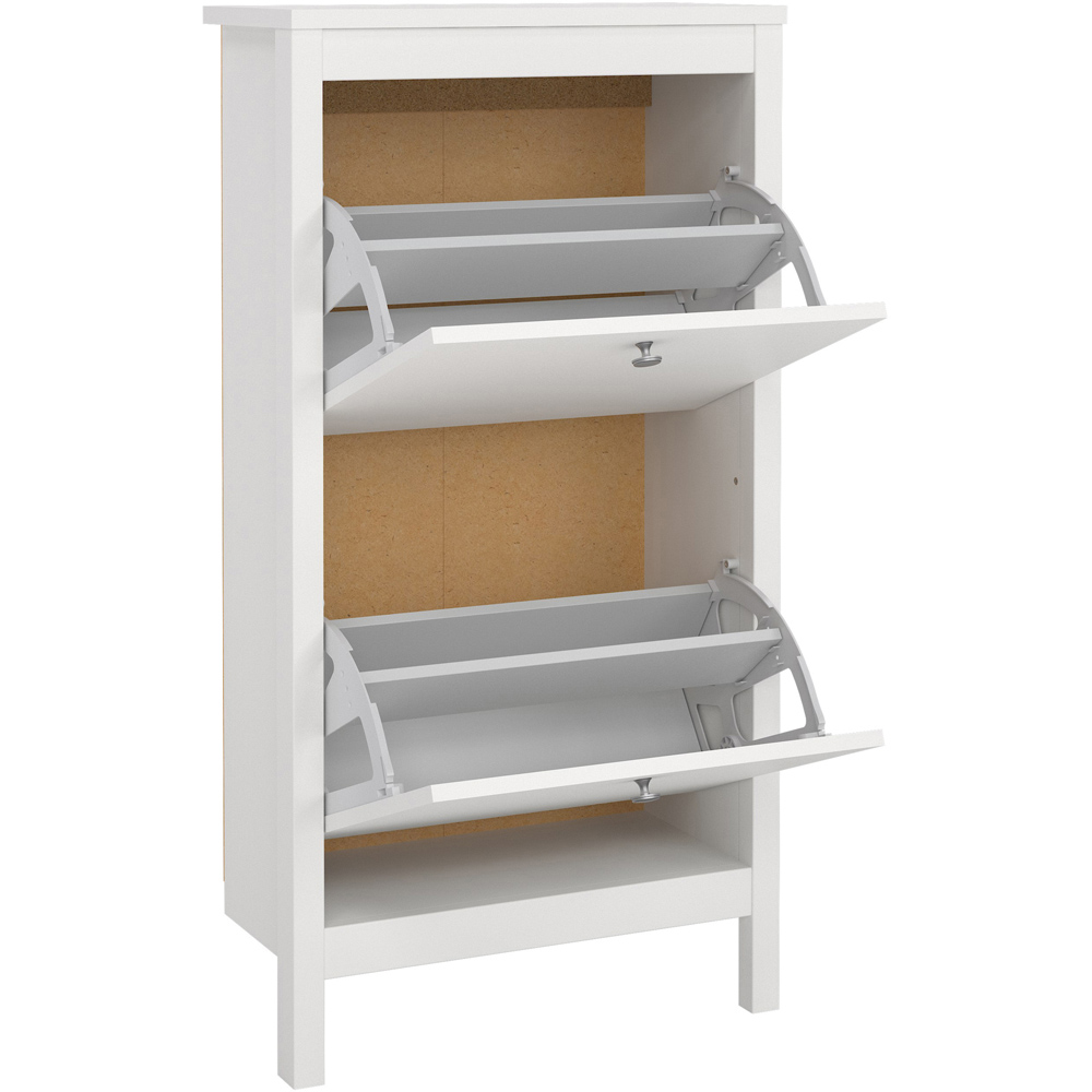 Florence Madrid 2 Flip Down Doors White Shoe Cabinet Image 4