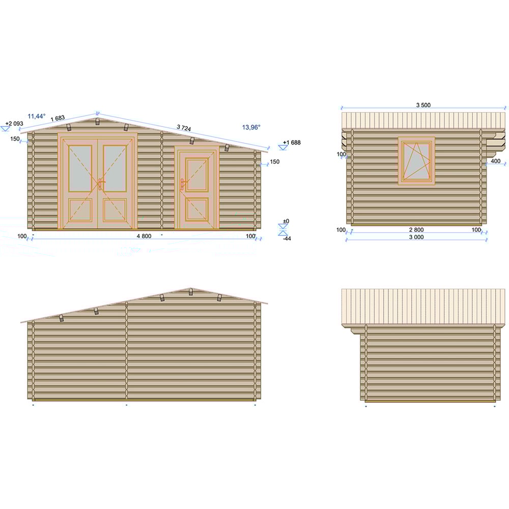 Shire Deko 16 x 10ft Single and Double Door Log Cabin Image 9