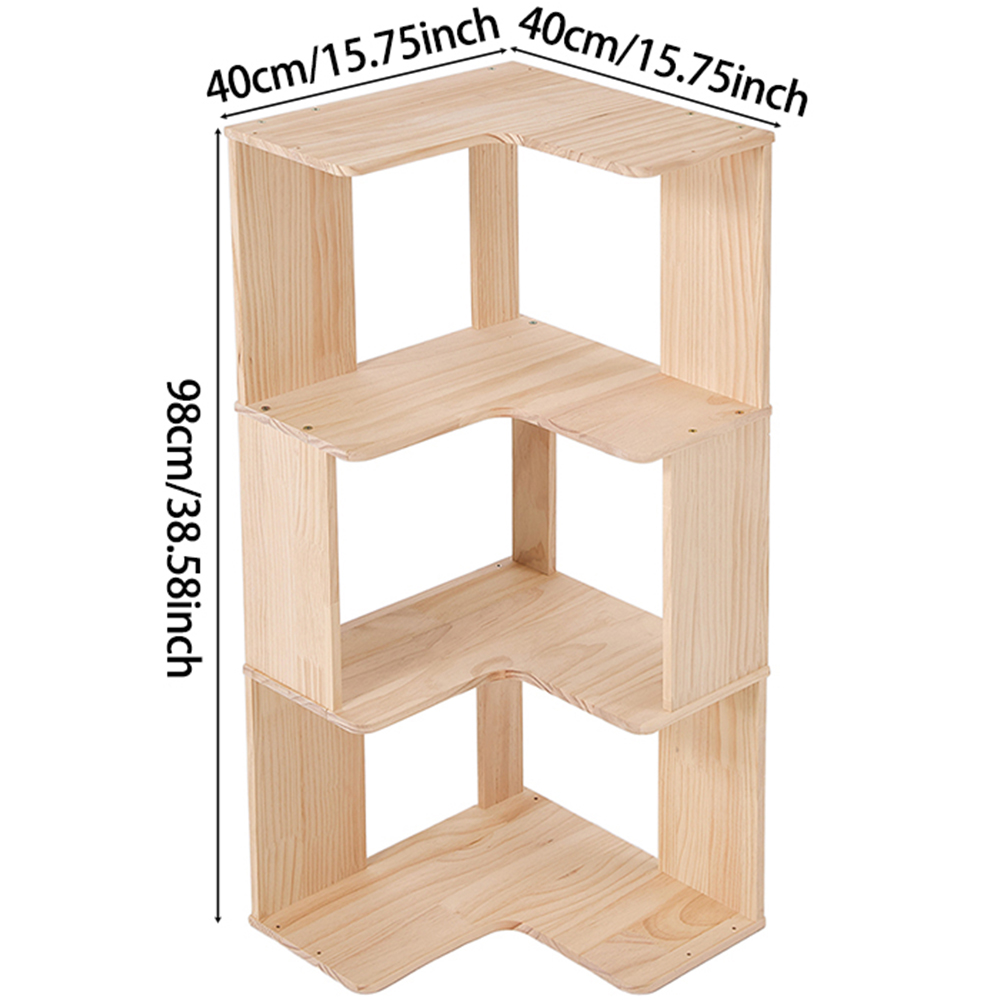Living and Home 4 Shelf Natural Wooden L-Shaped Corner Bookshelf Image 9
