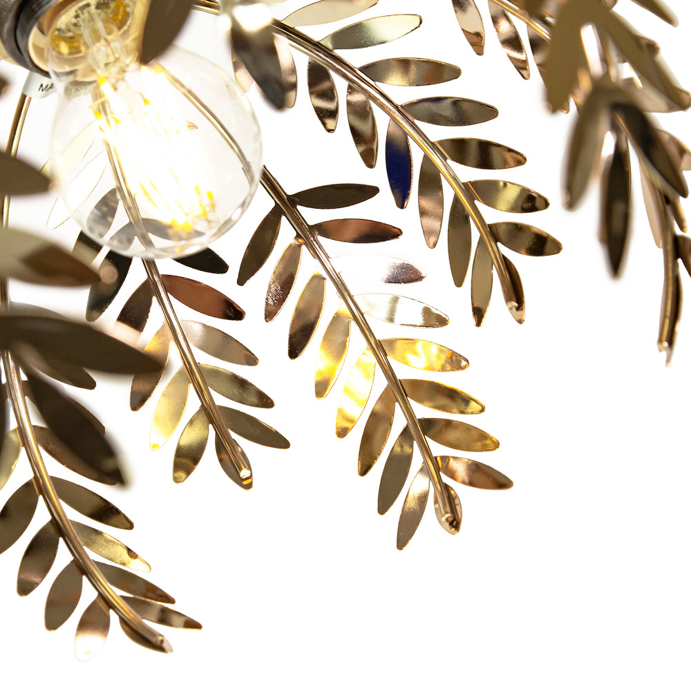 Happy Homewares Polished Gold Fern Leaf Pendant Light Shade Image 4