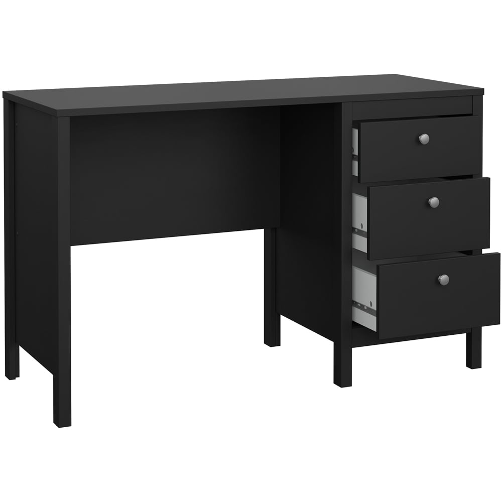Florence Madrid 3 Drawers Desk Matt Black Image 4