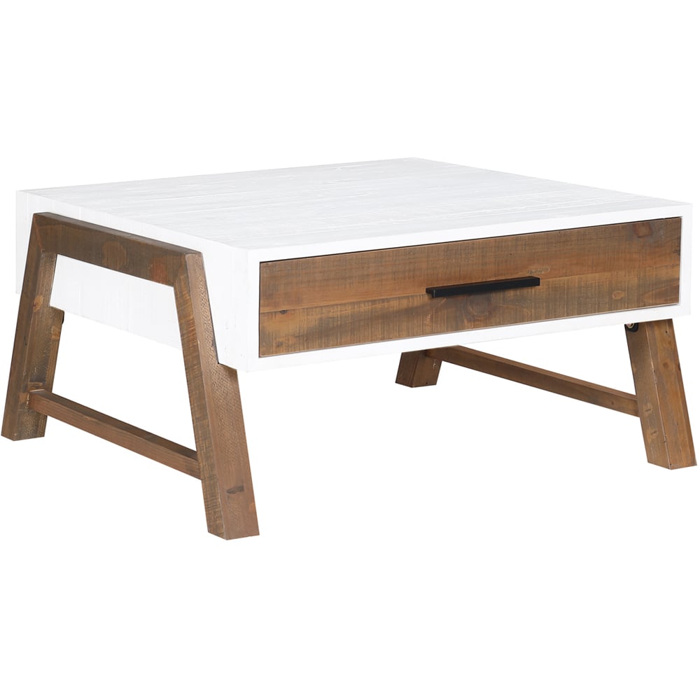 Baumhaus Trinity Single Drawer White and Brown Coffee Table Image 3