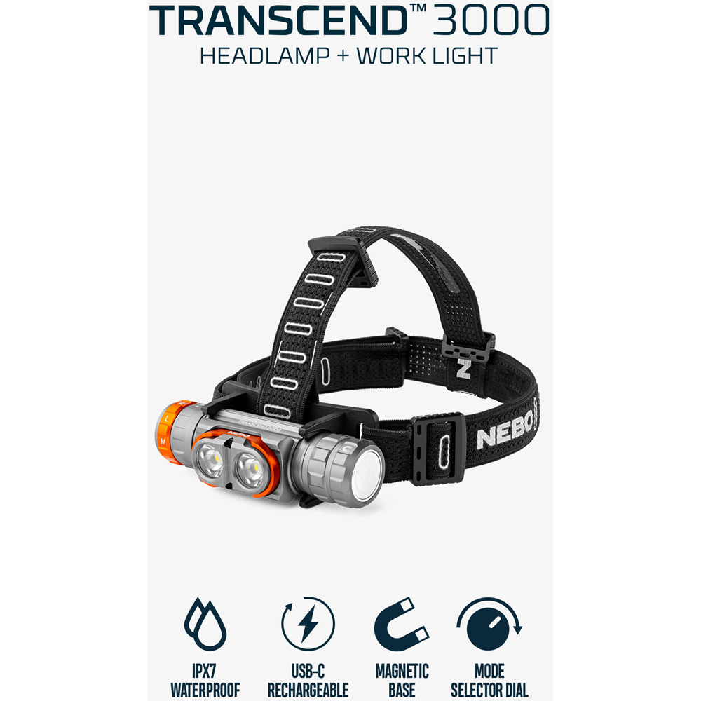 Nebo Transcend 3000 3000 Lumens Rechargeable Headlamp with Detachable Work Light Image 9