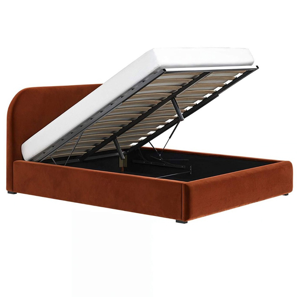 Flair Alba Double Burnt Orange Velvet Ottoman Bed Image 3