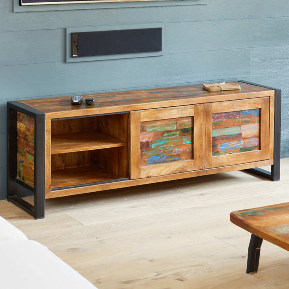 Baumhaus Urban Chic 2 Door Single Drawer Single Shelf Widescreen TV Unit Image 2