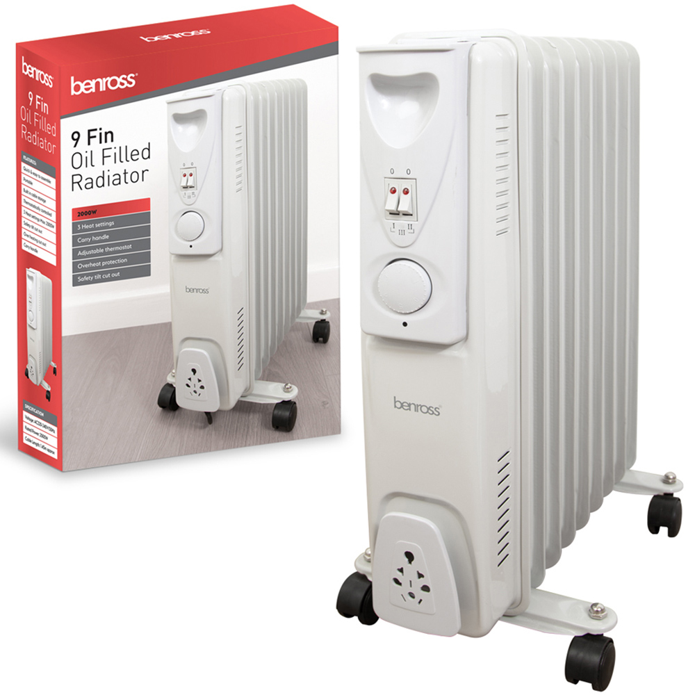 Benross 9 Fin White Oil Filled Radiator 2000W Image 3