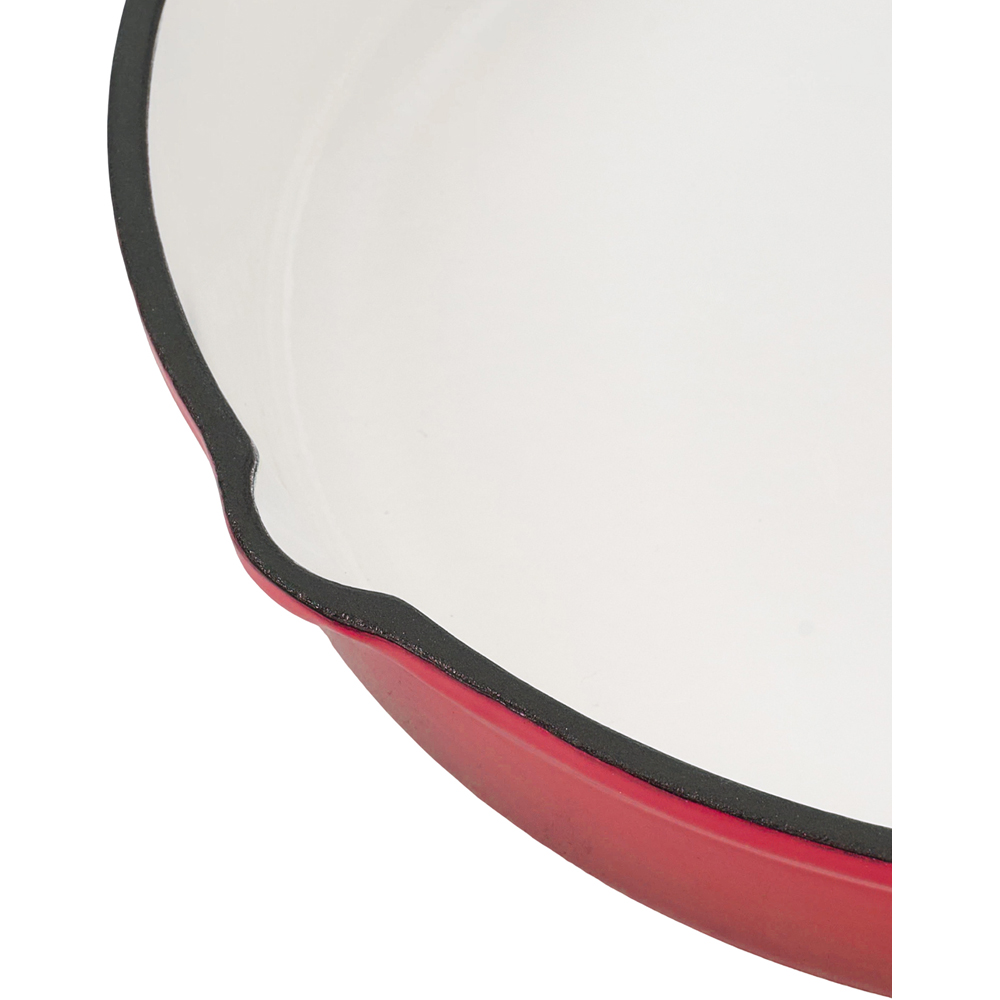 Living and Home 26cm Red Enamelled Cast Iron Round Skillet Image 6