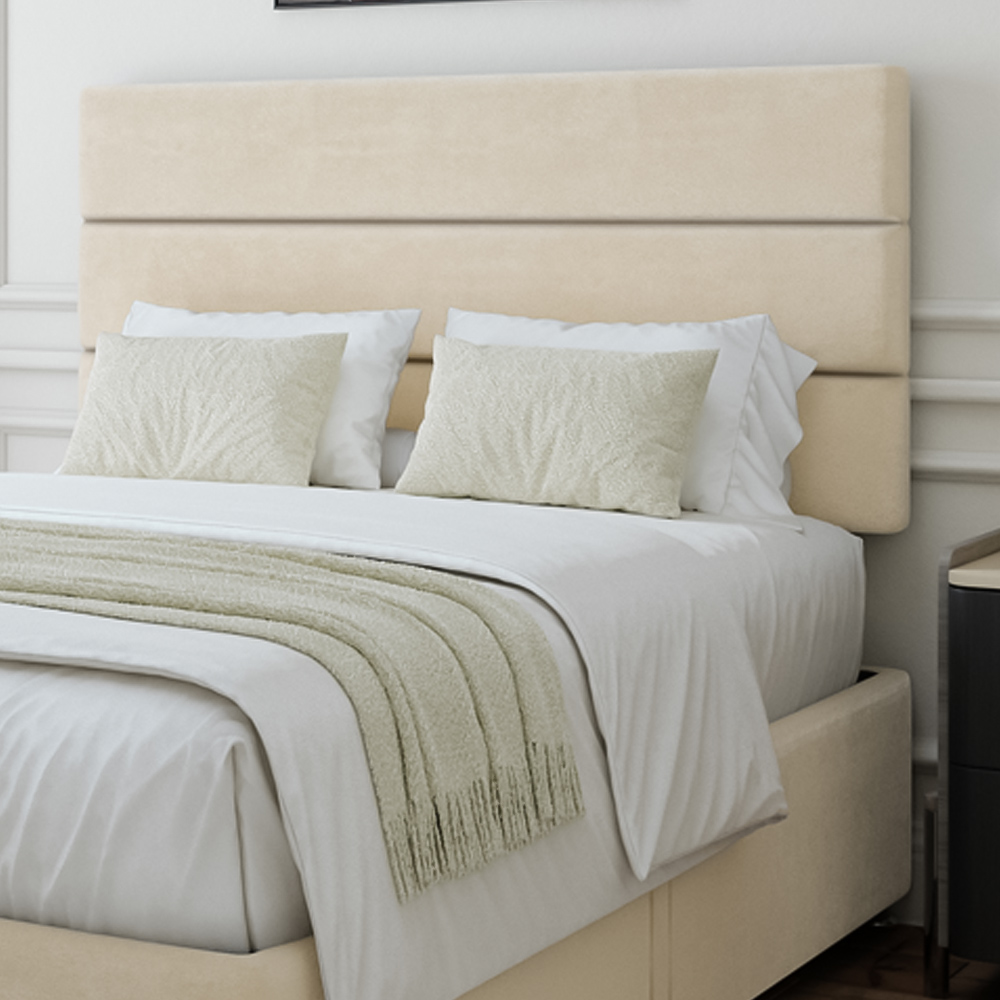 Bedmaster Double Cream Naples Velvet 2 Drawer Divan Base with Milan Headboard Image 2