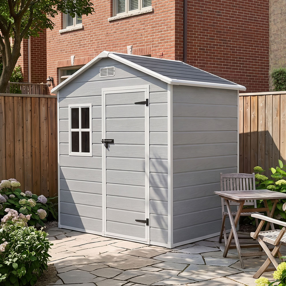 Living and Home 6 x 4ft Plastic Garden Storage Shed with Window and Floor Image 7
