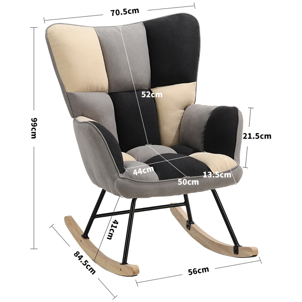 Living and Home Tufted Linen Upholstered Rocking Chair Image 9