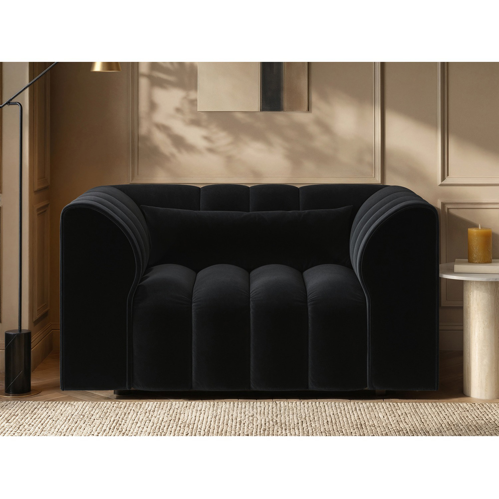 SOLACE+CO Halle Black 2 Seater Loveseat Sofa Image 5