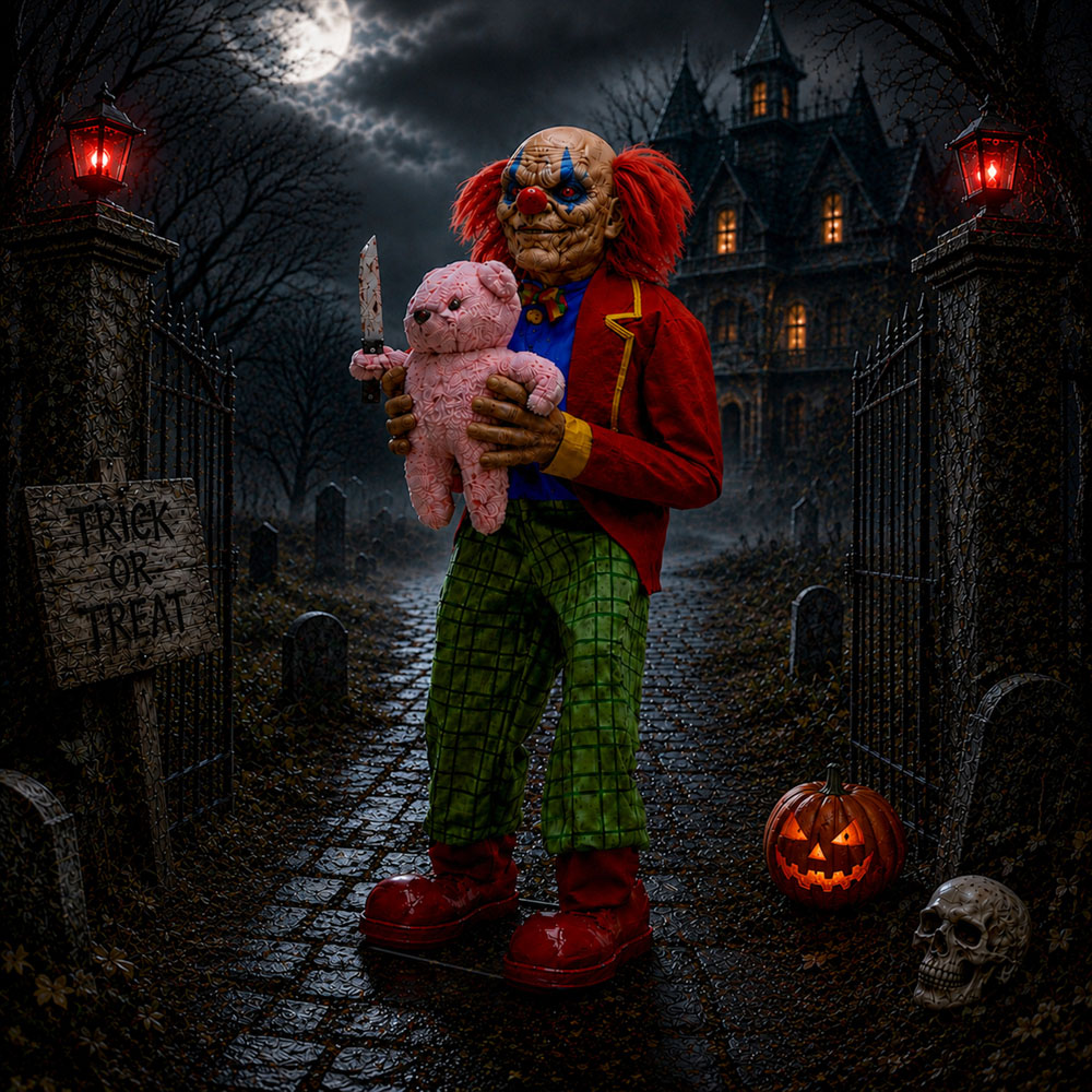 Samuel Alexander Lunging Animated Animatronic Clown Halloween Decoration 4ft Image 5