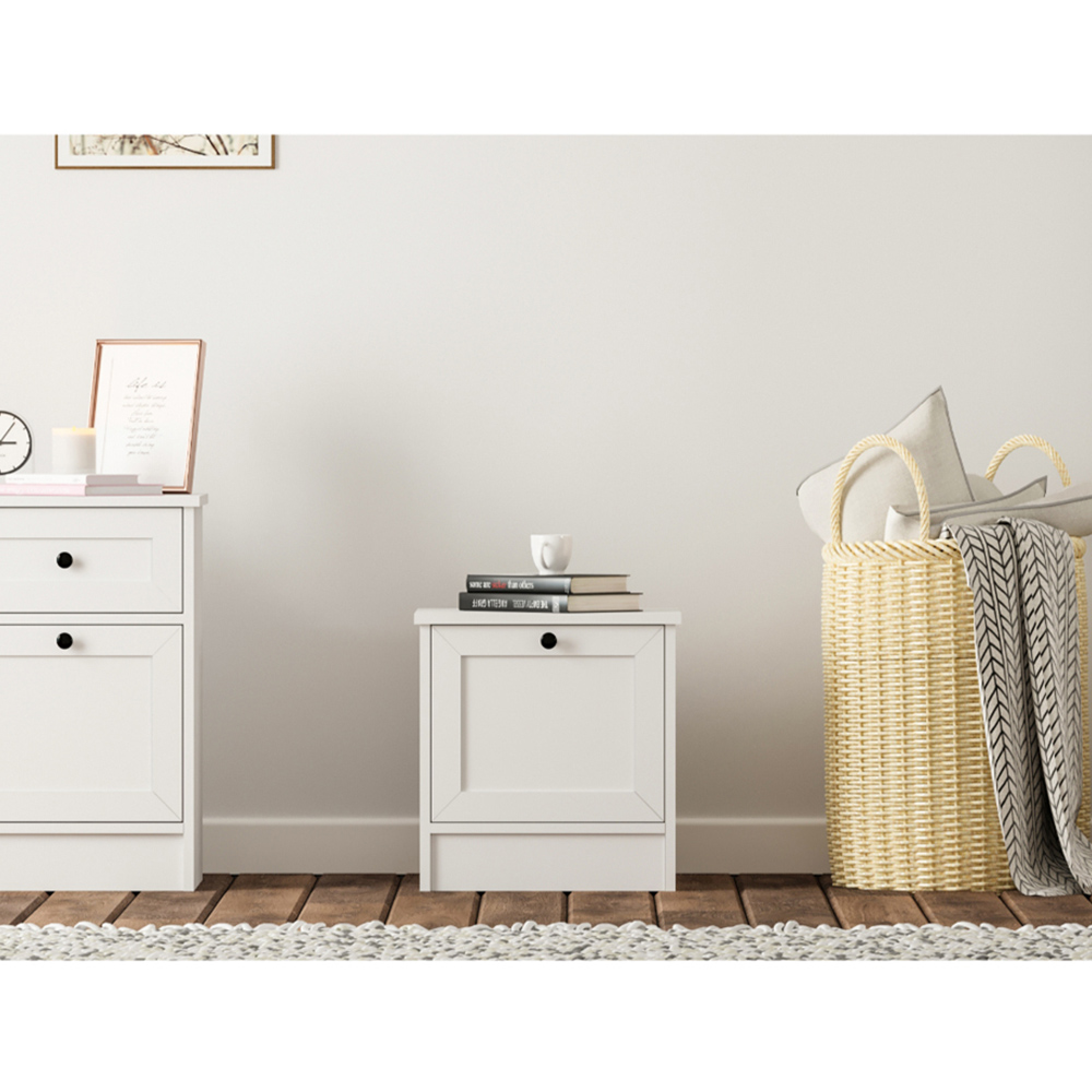 Evu DAISY Single Door White Bedside Table Image 5