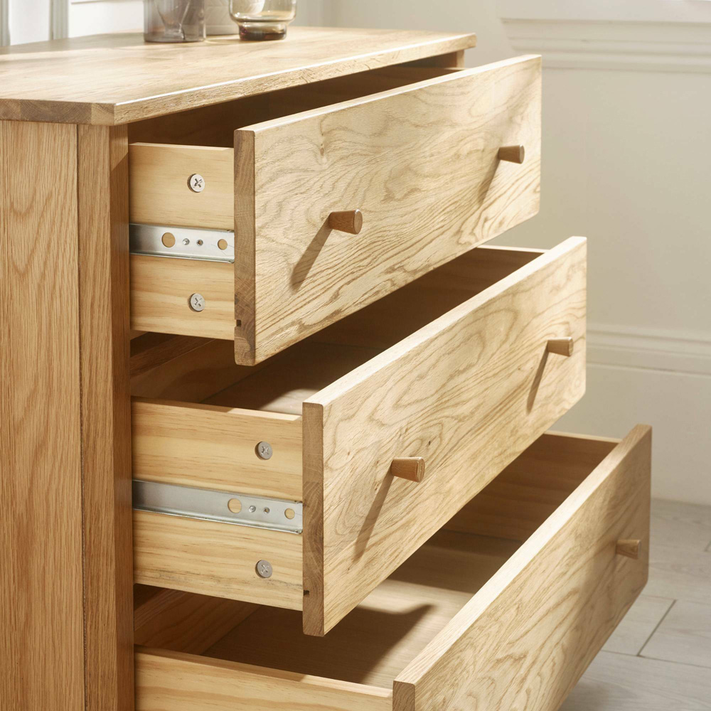 Julian Bowen Coxmoor 3 Drawer Oak Chest of Drawers Image 8