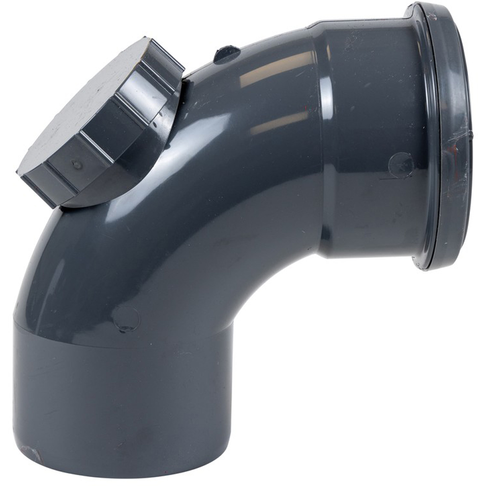 FloPlast Ring Seal Soil 92.5 Degree Access Bend Anthracite Grey 110mm Image 3