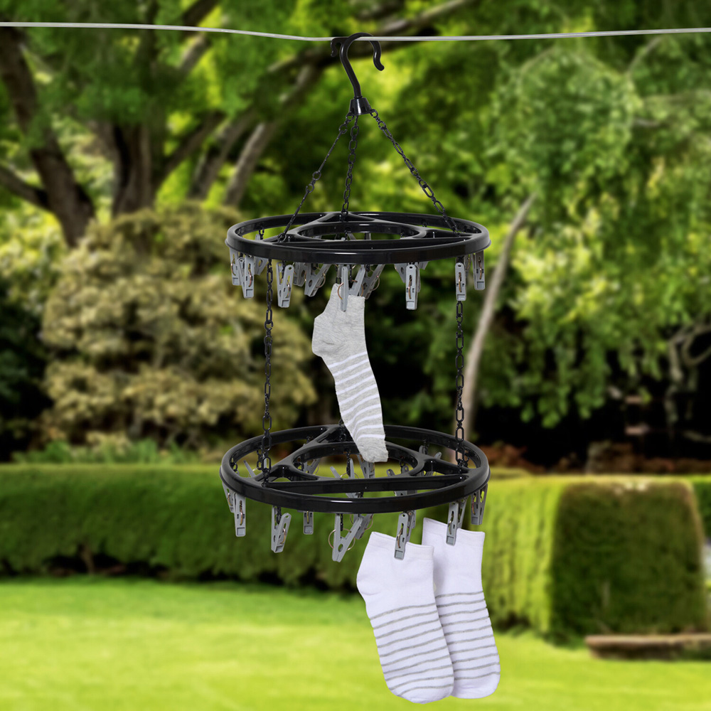 Argento 2 Tier Hanging Peg Clothes Dryer Black Image 2