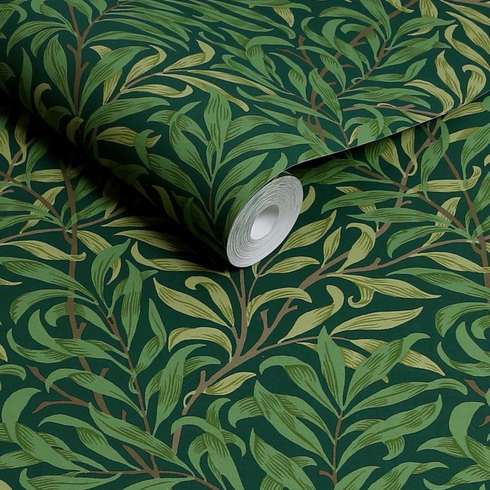 William Morris At Home Willow Bough Deep Green Wallpaper Image 2