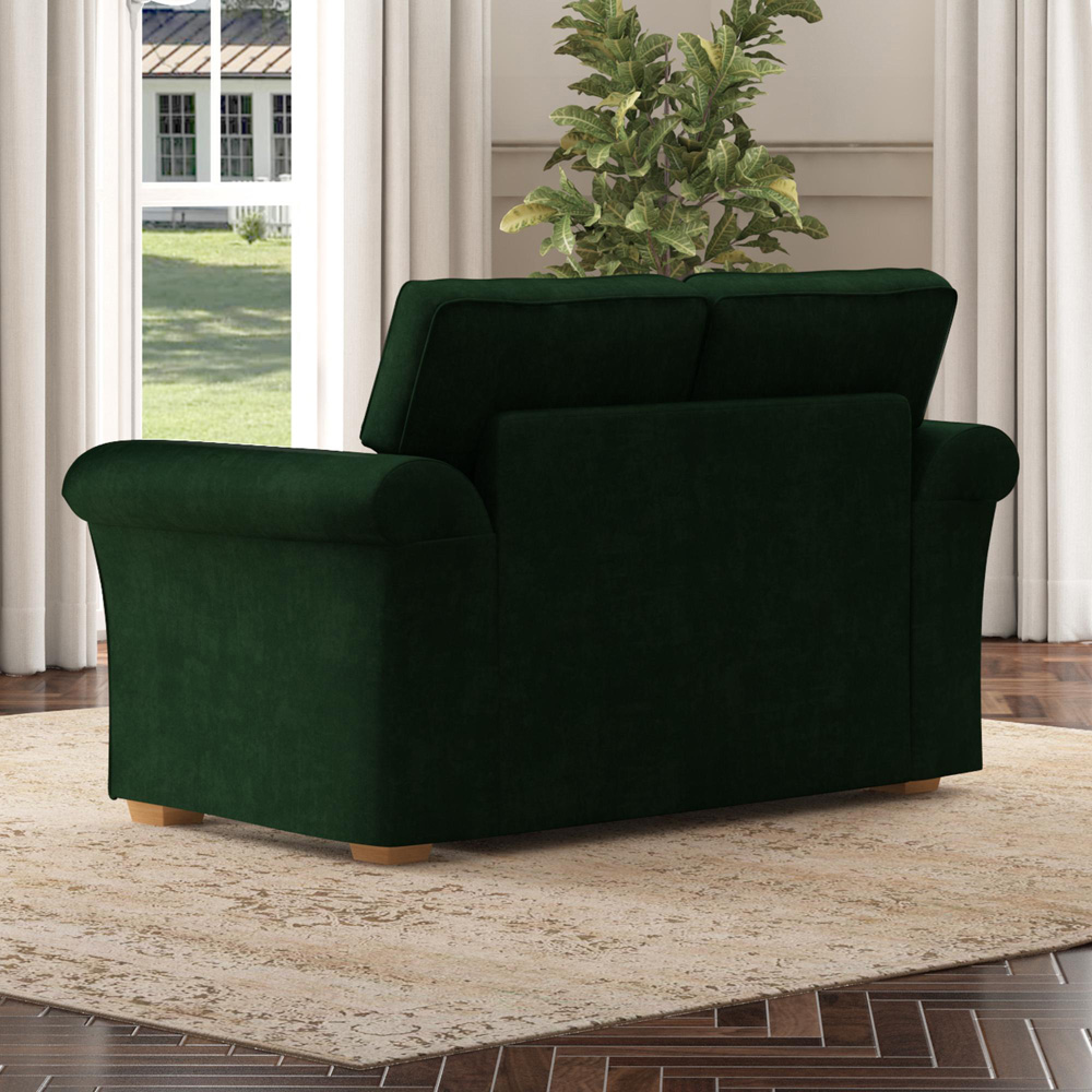Castleacre 2 Seater Forest Green Plush Velvet Fixed Back Sofa Image 6