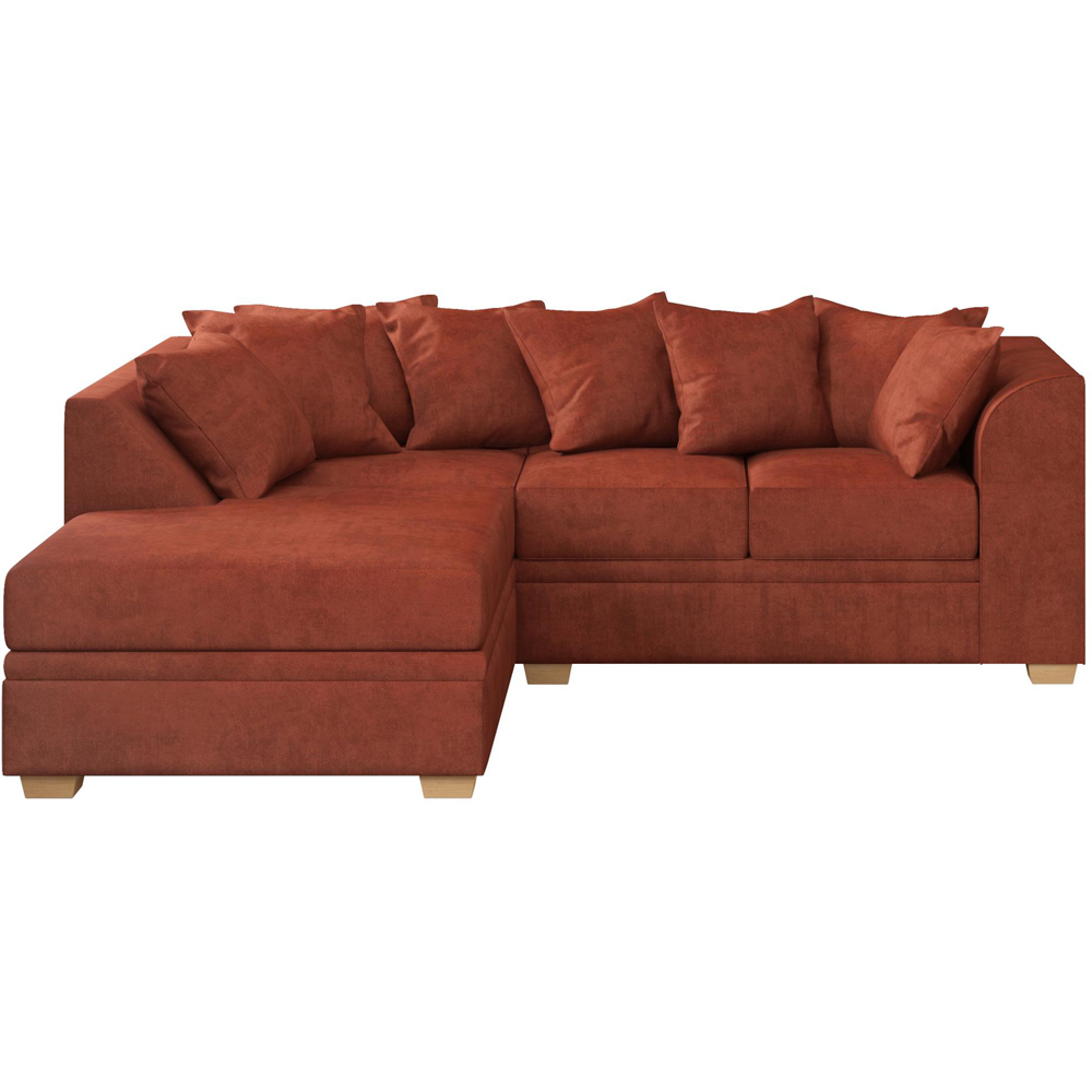 Modo 3 Seater Marmalade Plush Velvet Left Hand Scatter Back L-Shape Corner Sofa Image 3