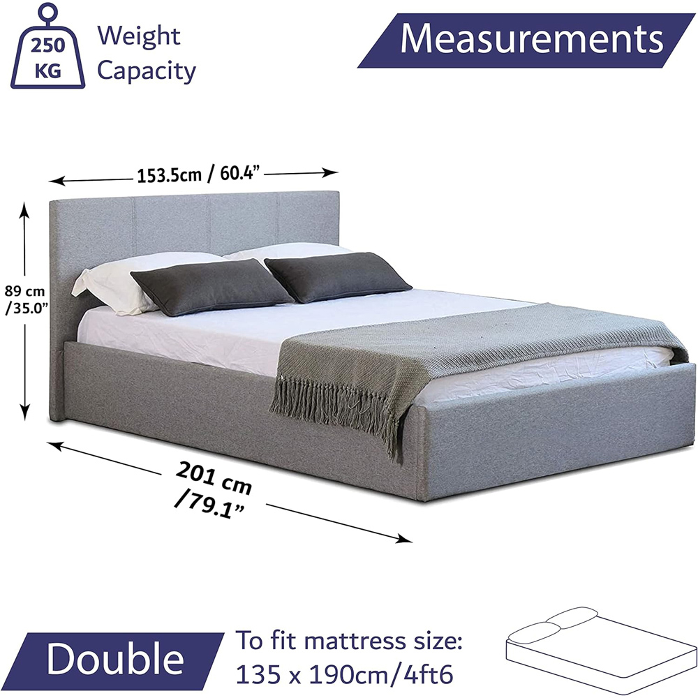 Home Treats Double Grey Ottoman Bed with Mattress Image 9
