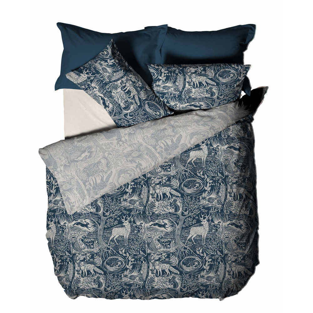 furn. Winter Woods Double Midnight Blue Duvet Set Image 4
