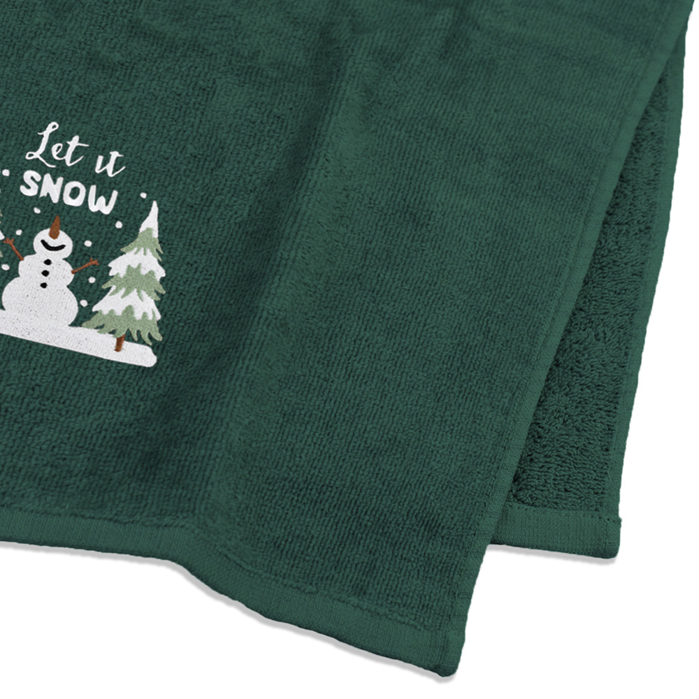 Noel Square Let It Snow Green Hand Towel 2 Pack Image 4