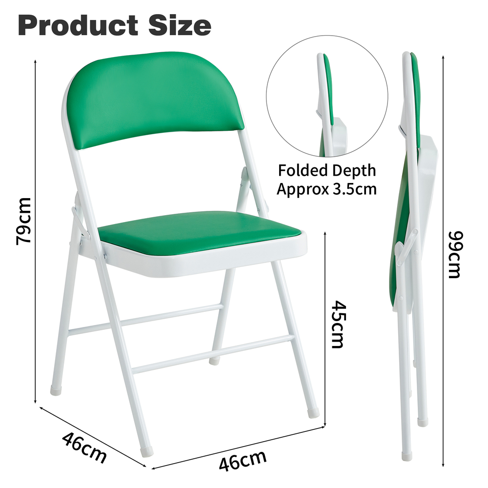 Green Padded Folding Metal Dining Chairs Image 8