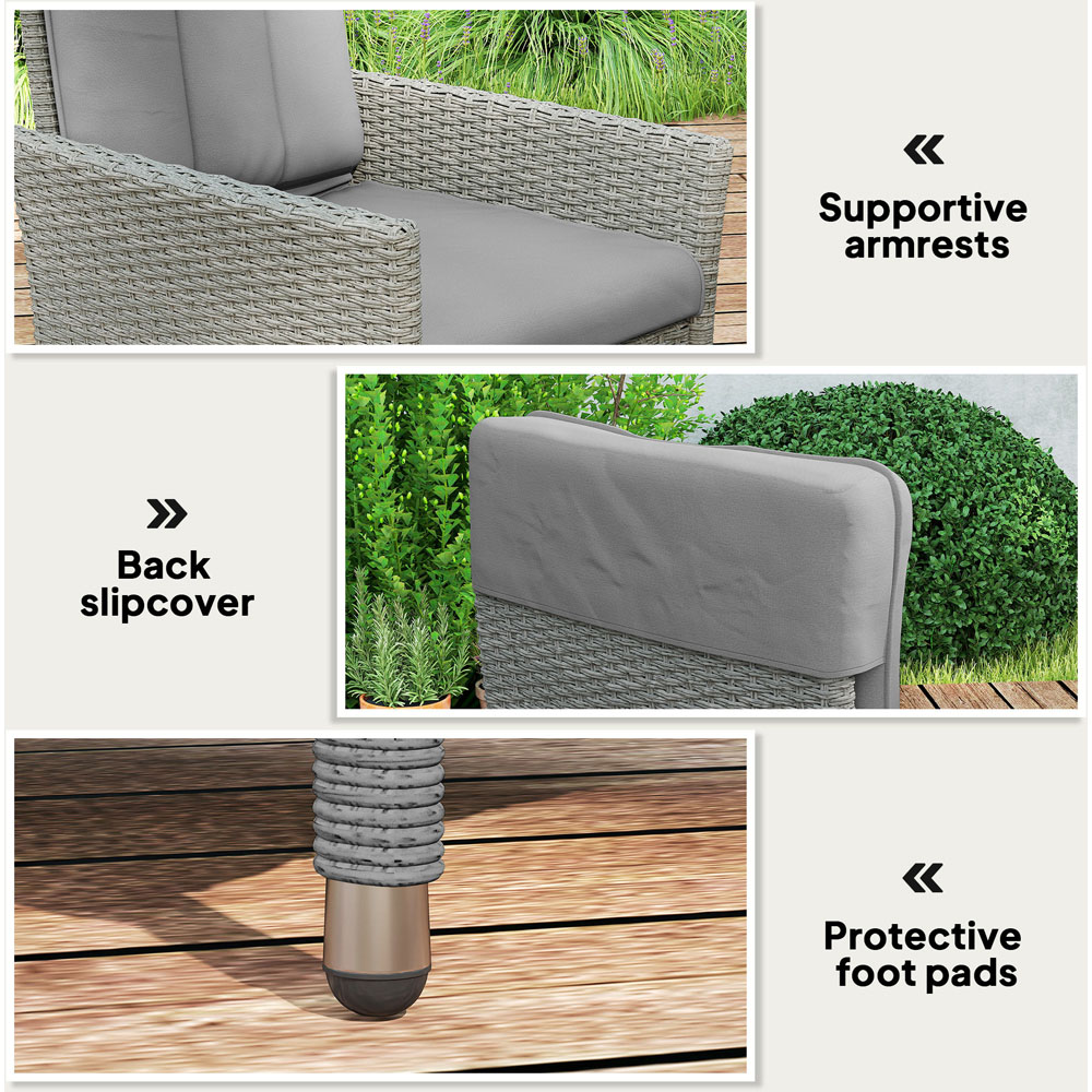 Outsunny Grey Rattan Adjustable Backrest Garden Recliner Chair Image 7