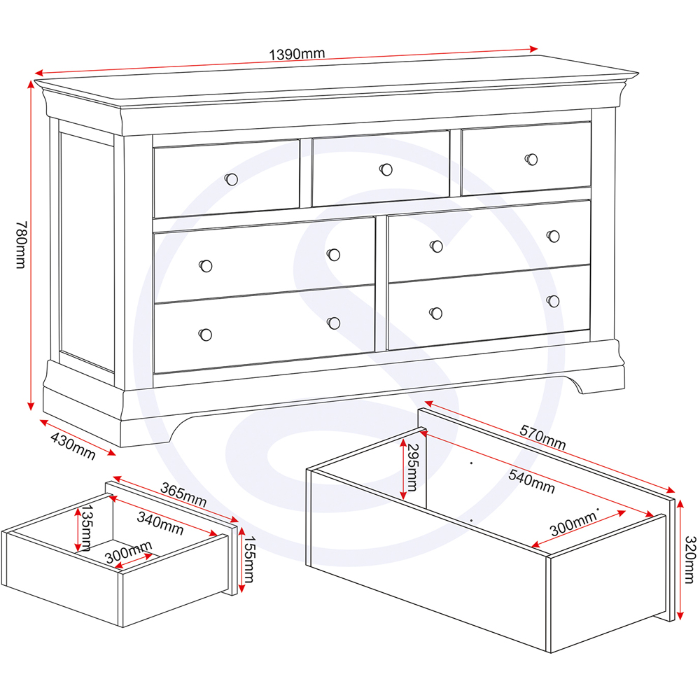 Seconique Bordeaux 5 Drawer Ivory Storage Chest Image 9