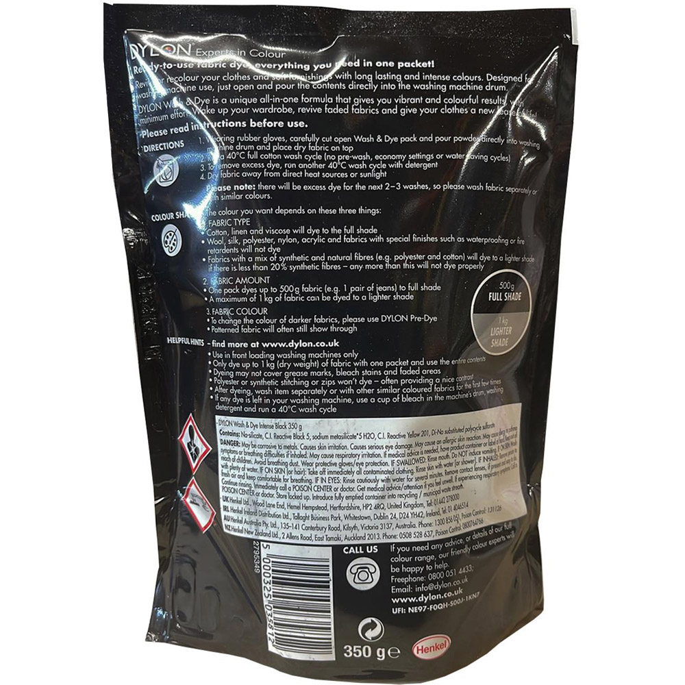 Dylon Wash and Dye Intense Black Fabric Dye 350g 2 Pack Image 4