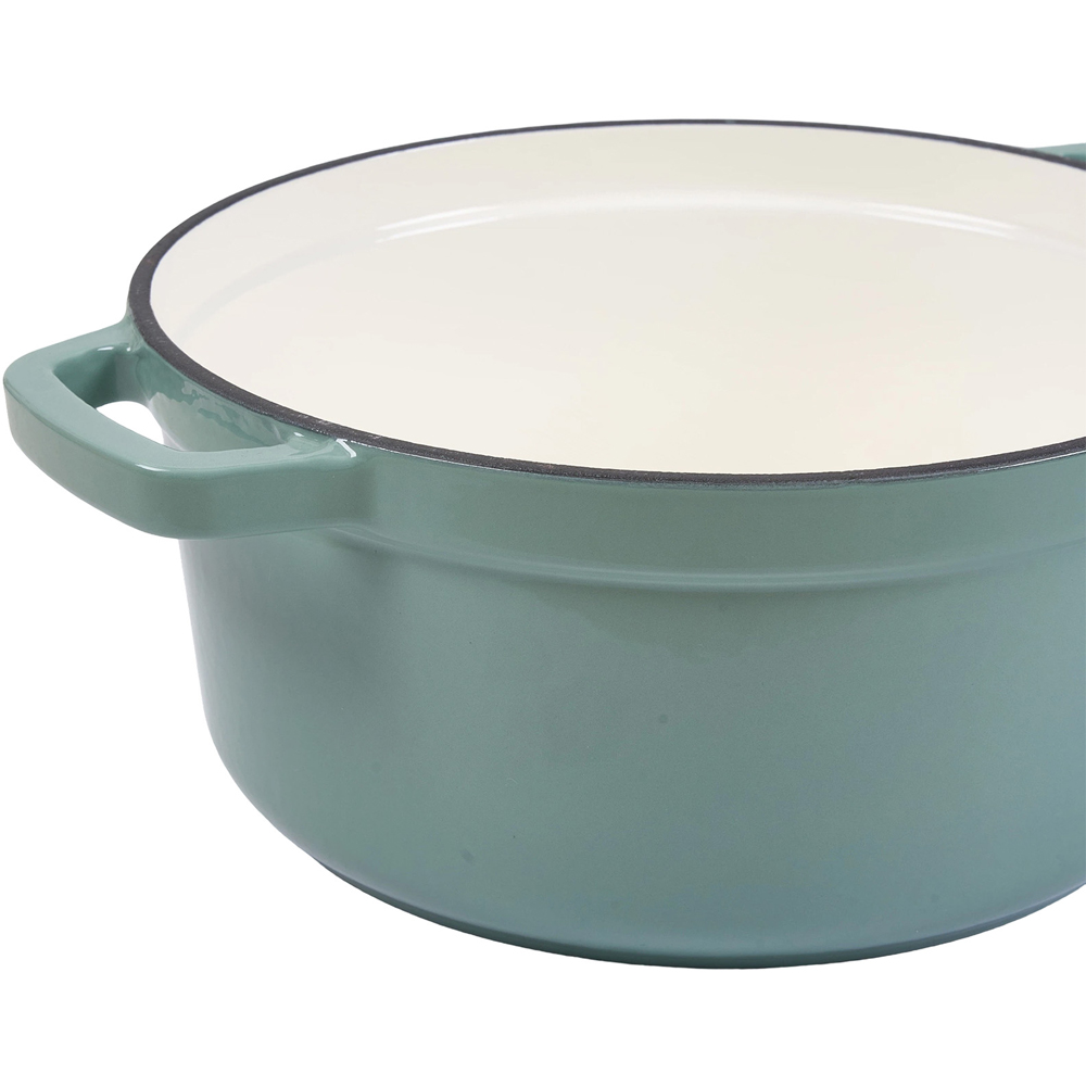 Living and Home Emerald Green Enamelled Cast Iron Dutch Oven Pot 5L Image 5