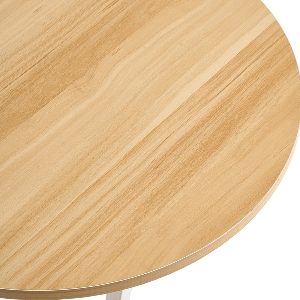 Living and Home Light Walnut Round Side Table with White Steel Frame Image 4