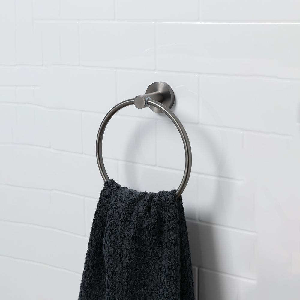 Bristan Solid Brass Gun Metal Grey Wall Mounted Round Towel Ring Image 3