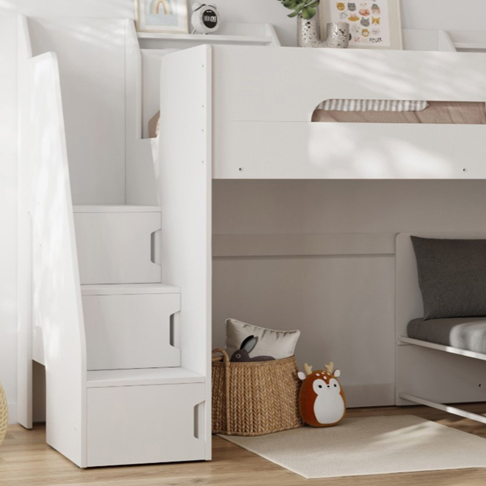 Flair Stepaside White Staircase High Sleeper with Charcoal Grey Futon Image 2