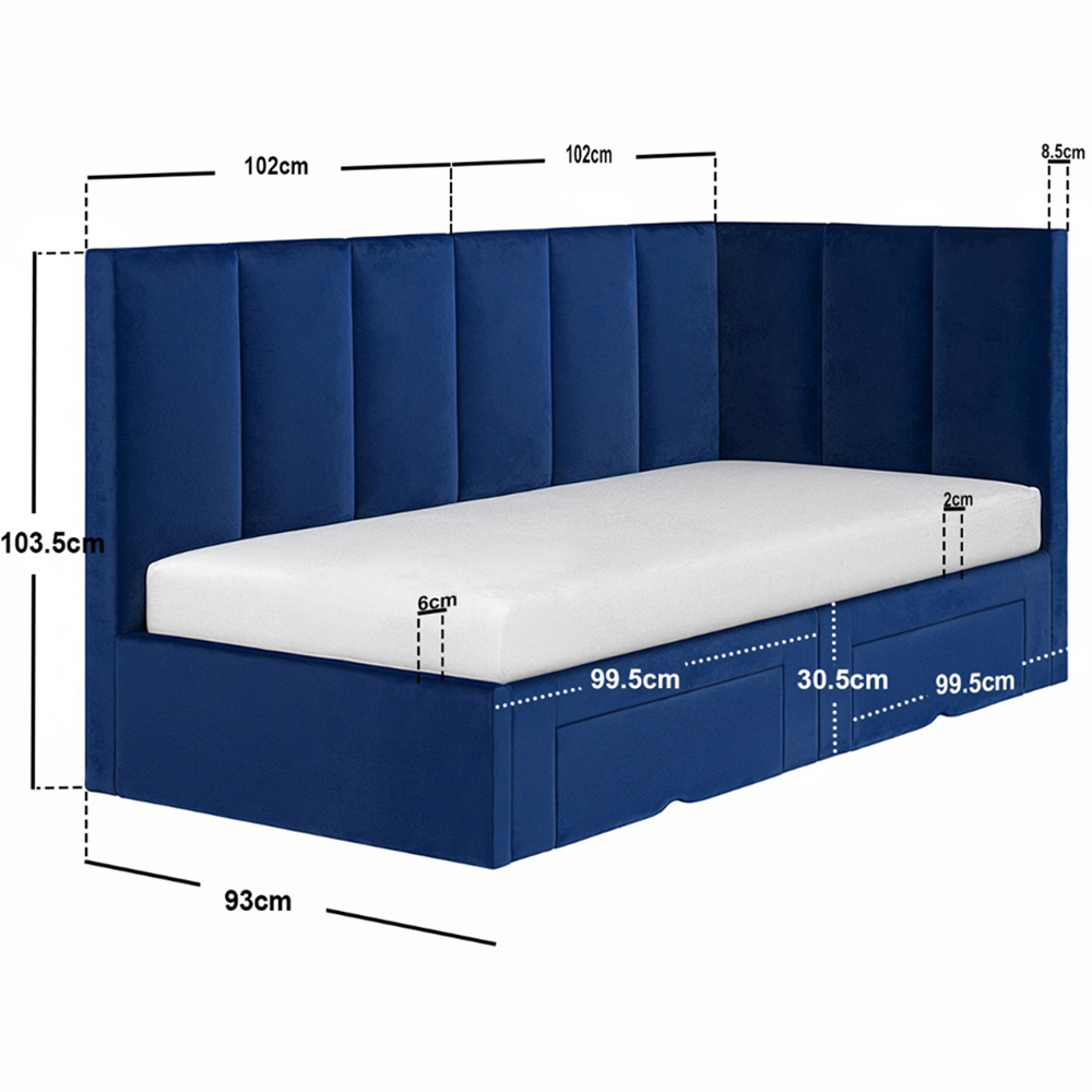 Flair Harley 2 Drawers Navy Velvet Bed Frame Image 8