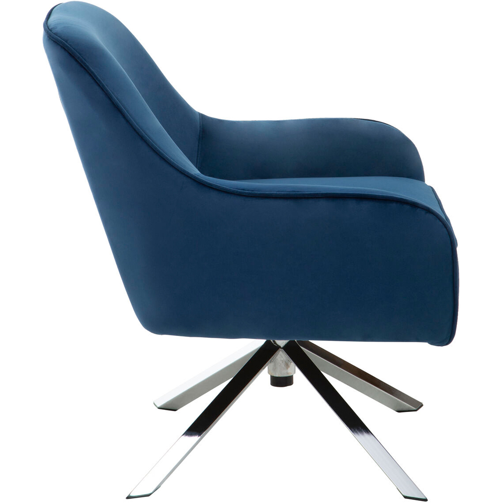 Premier Housewares Avery Midnight Blue Velvet Swivel Accent Chair Image 3