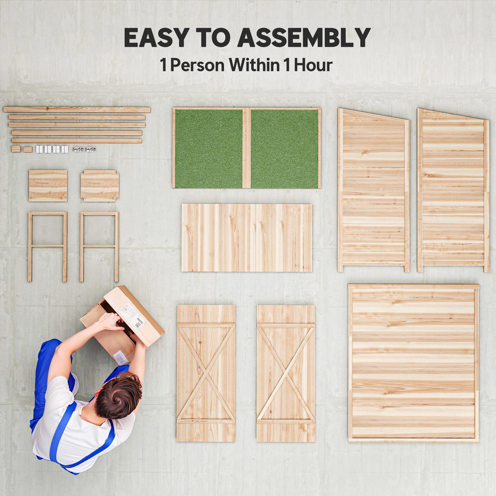 Outsunny 4.7 x 3.9 x 2.1ft Natural Tool Storage Shed with Table Image 7