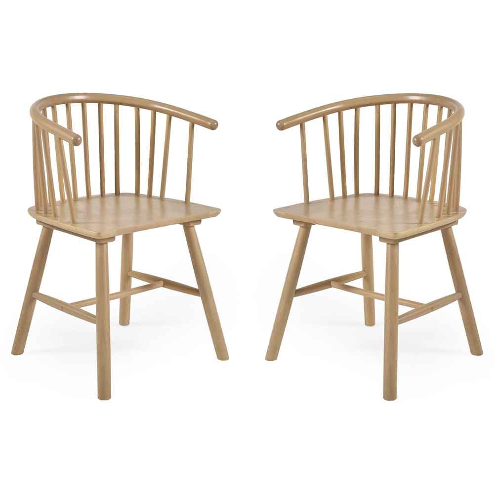 Julian Bowen Kaito Set of 2 Light Oak Effect Dining Chairs Image 2