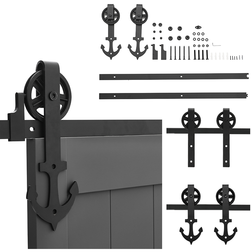 Living and Home Rustic Anchor Shaped Barn Door Hardware Kit 1.83m Image 7