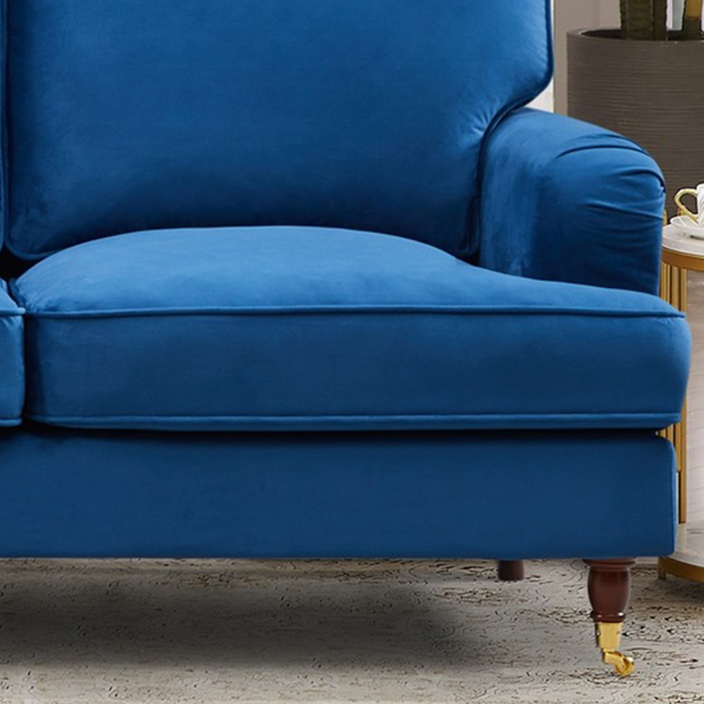 Woodbury 3 Seater Blue Velvet Sofa Image 3