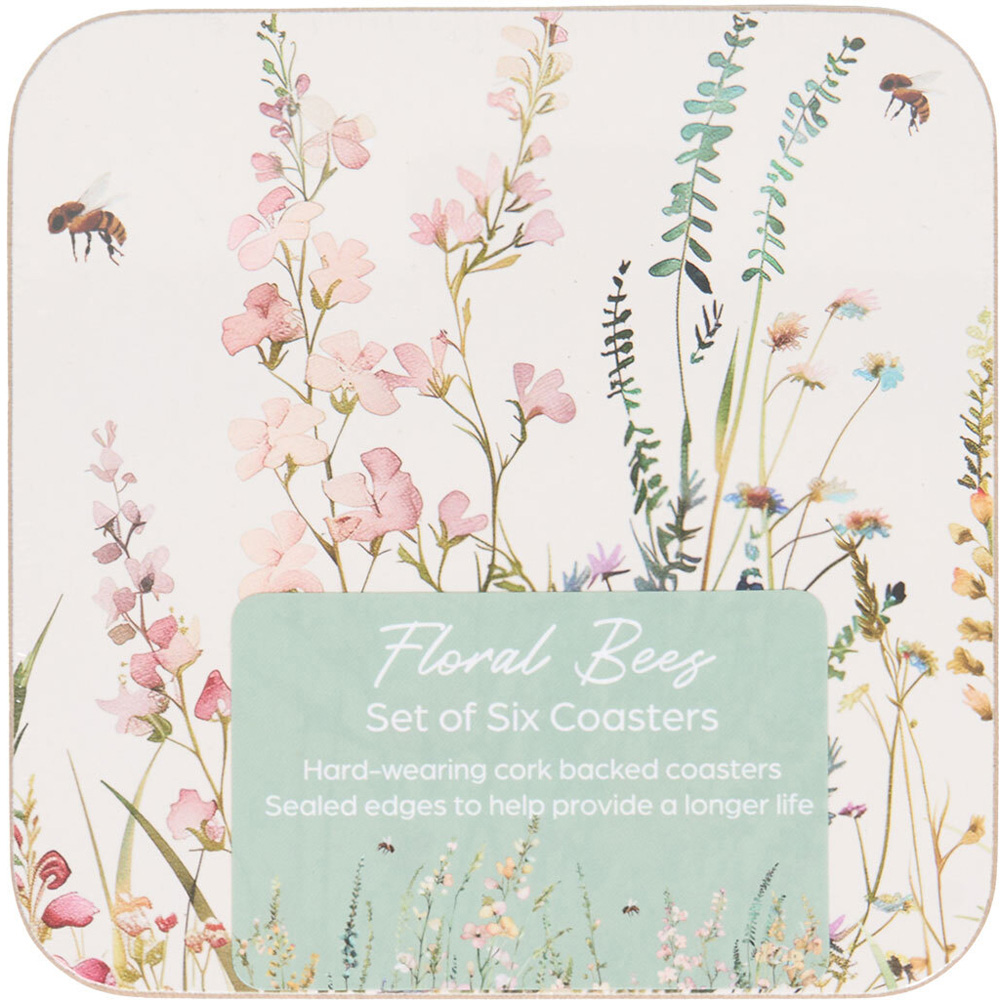 Set of 6 Floral Bees Coasters Image 2