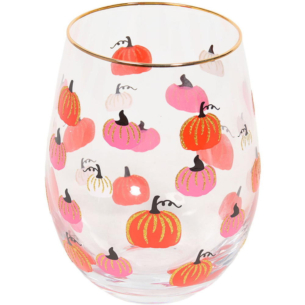 Gold Rim Pumpkin Glass Tumbler Image 4