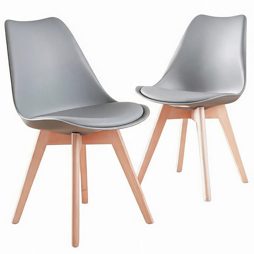 Home Source Lisbon Set of 2 Grey Dining Chair Image 2