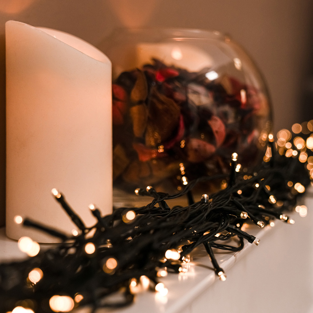 The Christmas Centre 100 Warm White LED Multifunction Green Cable String Light 10m Image 3