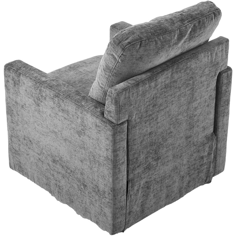 Living and Home Grey Chenille Swivel Lounge Chair Sofa Image 3